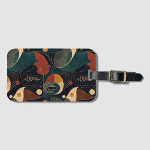 Boho Retro Organic Shapes in Navy Teal Terracotta Luggage Tag