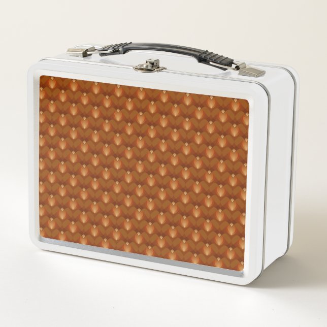 Boho Retro Pattern in 70s Style Metal Lunch Box (Front)