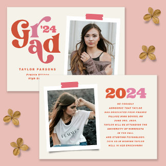 Boho Retro Photo Graduation Announcement