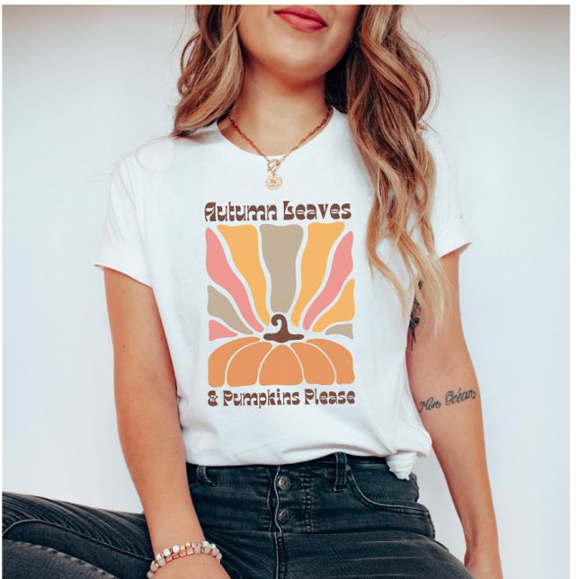 Boho Retro Pumpkin and Fall Season Quote T-Shirt (Creator Uploaded)