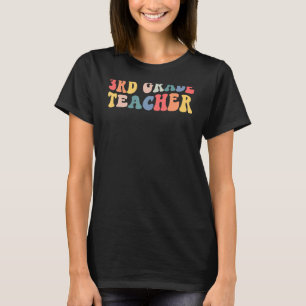 Boho Retro Rainbow 3rd Grade Teacher Back To Schoo T-Shirt