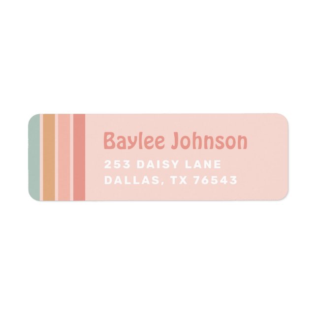 Boho Retro Rainbow Birthday Party Return Address Label (Front)