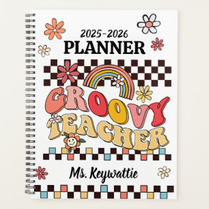 Boho retro rainbows groovy teacher planner school