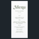 Boho Retro Sage Green Wedding Drinks Menu<br><div class="desc">The "Boho Retro Sage Green Wedding Menu" is a versatile and customizable addition to your special day. With its personalized touch, this wedding template perfectly complements various themes such as boho retro, disco, vintage, and 70s-inspired weddings. Ideal for greenery-themed celebrations or those embracing a boho terracotta and sage green palette,...</div>