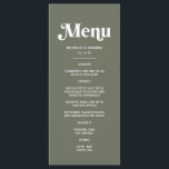 Boho Retro Sage Green Wedding  Menu<br><div class="desc">The "Boho Retro Sage Green Wedding Menu" is a versatile and customisable addition to your special day. With its personalised touch, this wedding template perfectly complements various themes such as boho retro, disco, vintage, and 70s-inspired weddings. Ideal for greenery-themed celebrations or those embracing a boho terracotta and sage green palette,...</div>