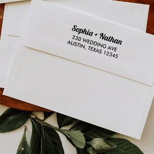 Boho Retro Script Wedding Return Address Self-inking Stamp
