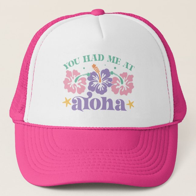  Boho Retro Summer Quote  Trucker Hat (Front)