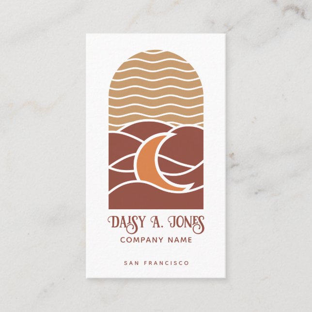 Boho Retro Sun Business Card (Front)
