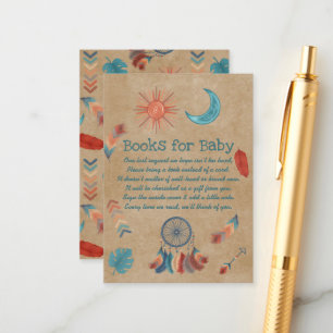 Boho Retro Sun Moon Baby Shower Books for Baby Enclosure Card