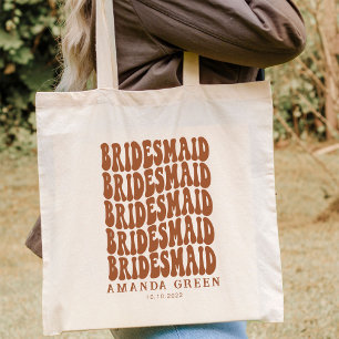 Boho Retro Terracotta Personalised Bachelorette Tote Bag