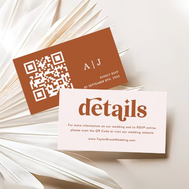 Boho Retro Terracotta Wedding Details Enclosure Card (Creator Uploaded)