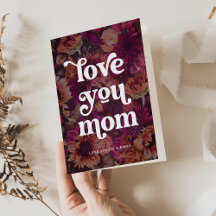 Boho Retro Text | Love you Mum Bold Floral