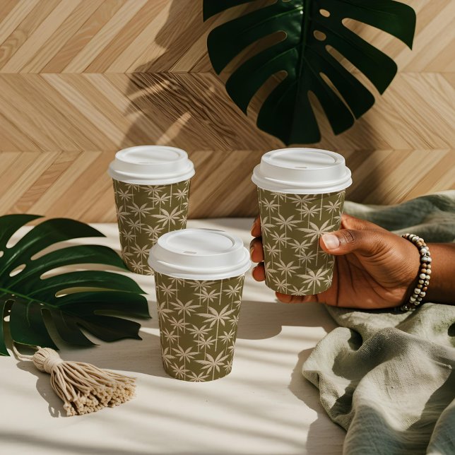 Boho Retro Tropical Palm Tree Pattern Graduation Paper Cups (Boho Retro Tropical Palm Tree Pattern Graduation Paper Cups)