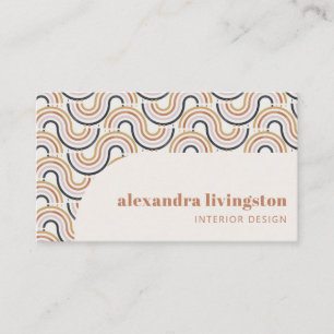 Boho Retro Wave Pattern Interior Designer Creative Business Card