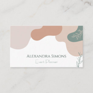 Boho Retro Wavy Beige Green  Business Card