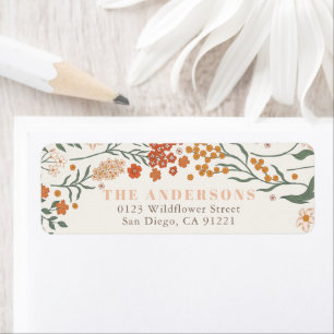 Boho Retro Wildflower  Return Address Label