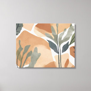 Boho Rock Leaf Botanical art style Simple Modern Canvas Print