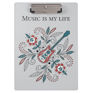 Boho Rock’n’Roll guitar with flowers Clipboard