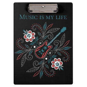 Boho Rock’n’Roll guitar with flowers Clipboard