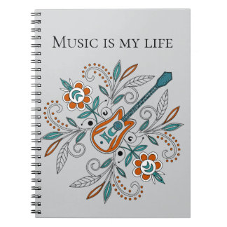 Boho Rock’n’Roll guitar with flowers Notebook