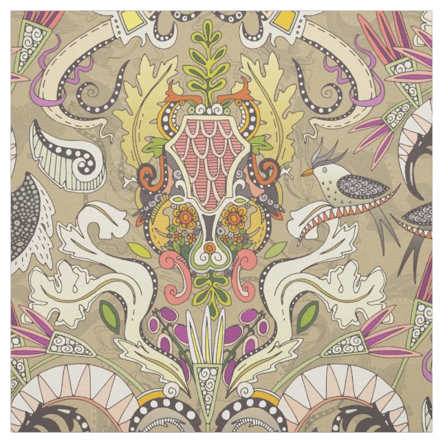 boho rococo bamboo fabric (Swatch)