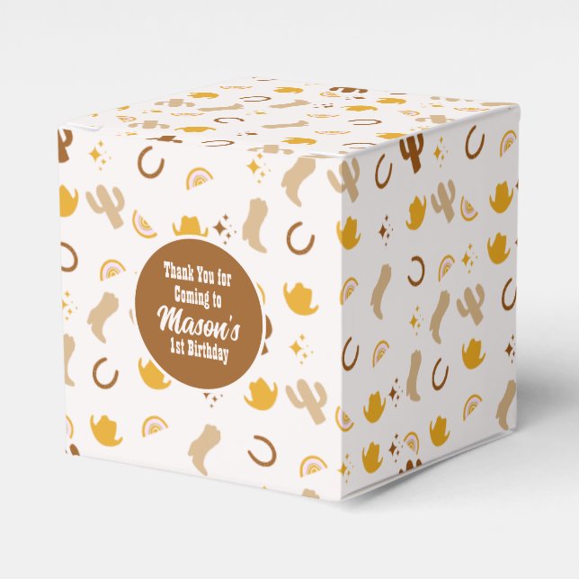Boho Rodeo Birthday Cowgirl Rainbow Party Favour Box (Front Side)