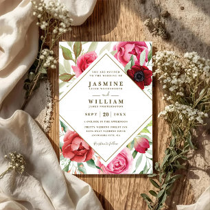 Boho Romance Floral Elegant QR Code Wedding Invitation