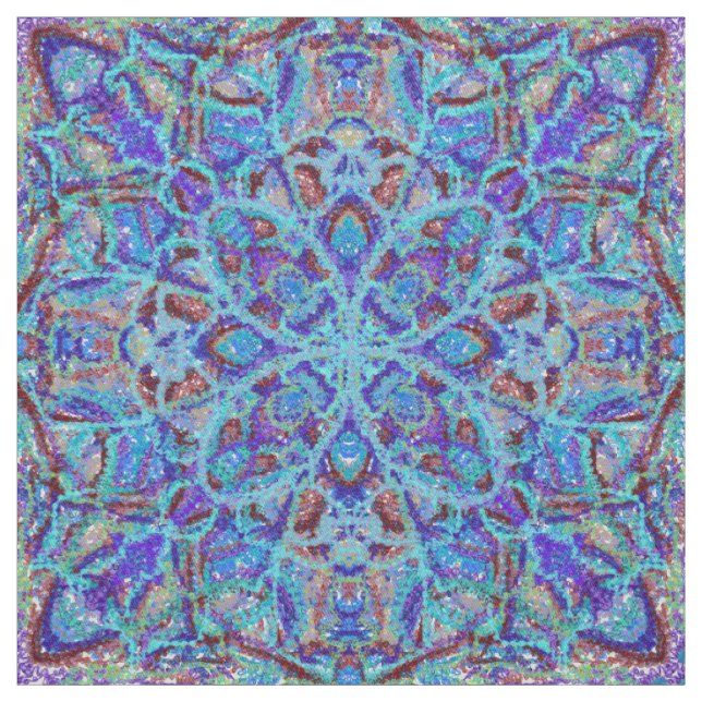Boho-romantic coloured mandala ornament arabesque fabric (Swatch)