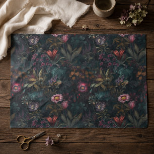Boho Romantic Pink and Green Floral Decoupage Tissue Paper