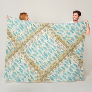 Boho Room Modern Abstract Feather Pattern Fleece Blanket