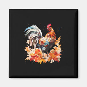 Boho Rooster Chicken Autumn Leaves Thanksgiving Da Magnet