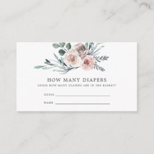 Boho Rose Baby Shower Guess How Many Diapers Enclosure Card