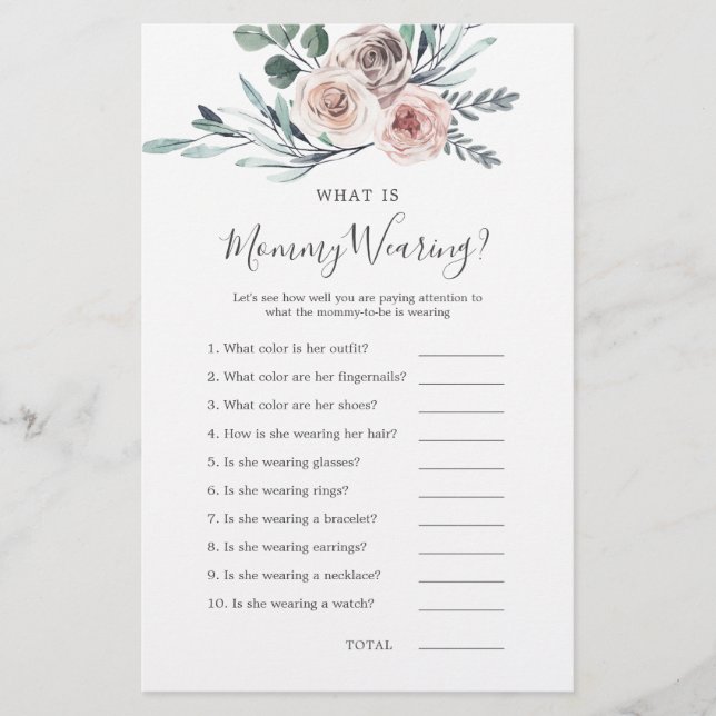 Boho Rose Baby Shower What is Mummy Wearing (Front)