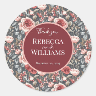 Boho Rose Flower Modern Wedding Sticker