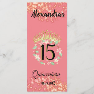 Boho Rose Gold Elegant Quinceañera Spanish Menu