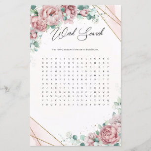 Boho rose gold eucalyptus greenery Word Search