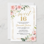 Boho rose gold floral eucalyptus gold 16th invitation<br><div class="desc">A boho-themed blush pink floral rose gold invitation with eucalyptus greenery and gold glitter details is a dreamy choice for a Sweet Sixteen birthday celebration. The elegant gold glitter sparkles motif adds a touch of sophistication to the design, making it perfect for a milestone event. The combination of soft colours...</div>