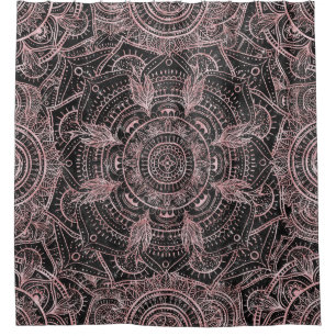 Boho Rose Gold Gray Mandala Elegant Design Shower Curtain