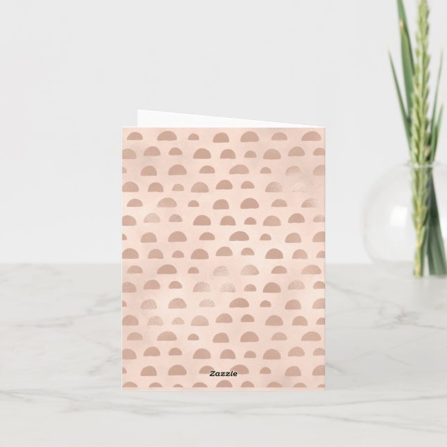 Boho Rose Gold Shapes Abstract Note Card (Back)