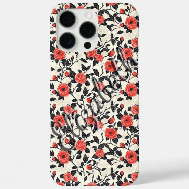 Boho Rose Personalizable Name Iphone Case For Teen (Back)