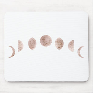 Boho Rose Pink Moon Phases Modern Minimal  Mouse Pad