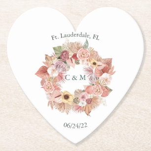Boho Rose-Tone Floral Collage2 Paper Coaster