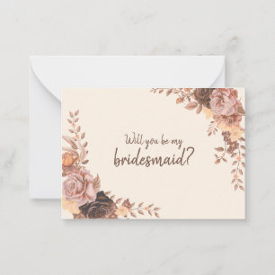 Boho Roses Bridesmaid Proposal Card