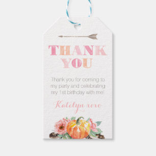 Boho Roses Pumpkin Autumn Birthday Party Favour Ta Gift Tags