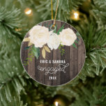 Boho Roses Rustic Engaged Couple Personalised Ceramic Ornament<br><div class="desc">Boho Roses Rustic Engaged Couple Personalised Ceramic Ornament. Personalise with your custom information on both front and back.</div>