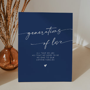 Boho Royal Blue Generations of Love Wedding Pedestal Sign
