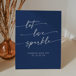 Boho Royal Blue Sparkler Send Off Wedding Pedestal Sign