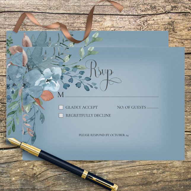 Boho Rust & Blue Floral Wedding Response Card (Creator Uploaded)