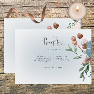 Boho Rust & Blue Floral White Reception Enclosure Card