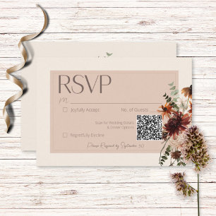 Boho Rust & Cream Fall Floral RSVP Card